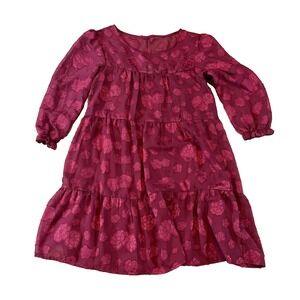 Tiered Textured Floral Babydoll Mini 3/4 Sleeve Ruffle Mini S Vampy Fairy Grunge